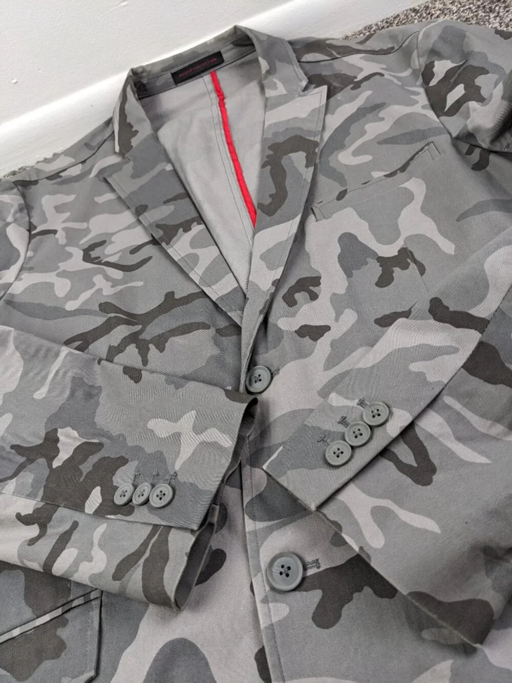 Massif Sport Coat Blazer Gray Camo 3D Stretch Cotton Blend Mens XL / 42